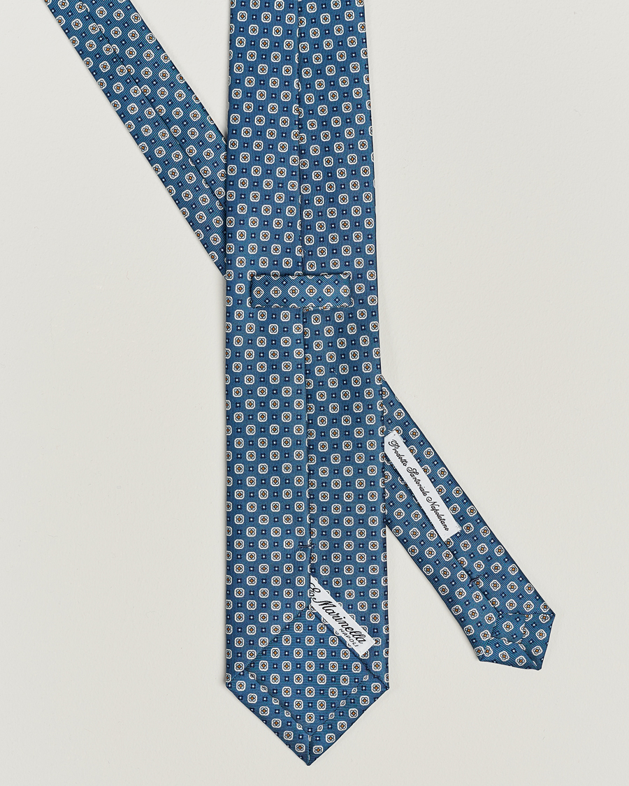 Herr | E. Marinella 3-Fold Printed Silk Tie Blue | E. Marinella | 3-Fold Printed Silk Tie Blue