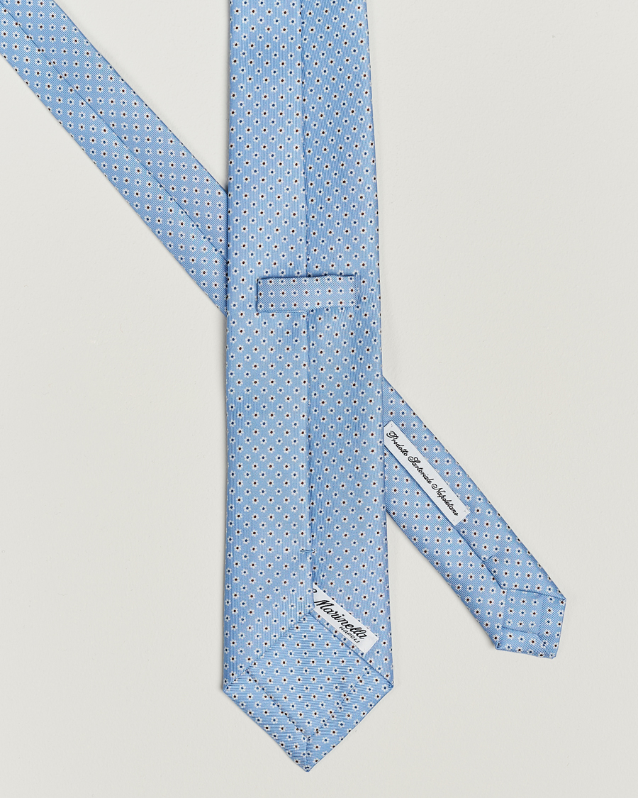 Herr | E. Marinella 3-Fold Printed Silk Tie Light Blue | E. Marinella | 3-Fold Printed Silk Tie Light Blue