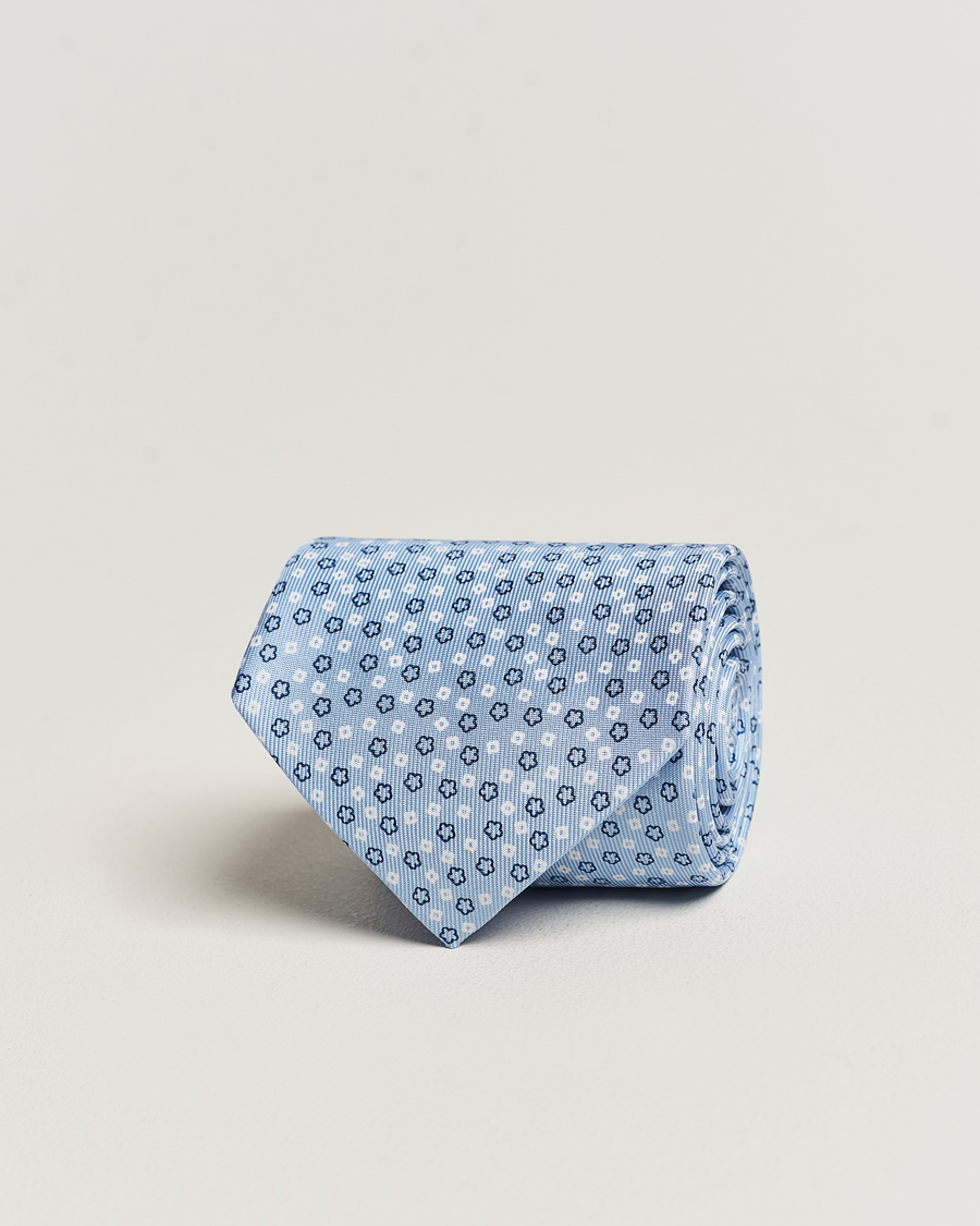 Herr |  | E. Marinella | 3-Fold Printed Silk Tie Light Blue