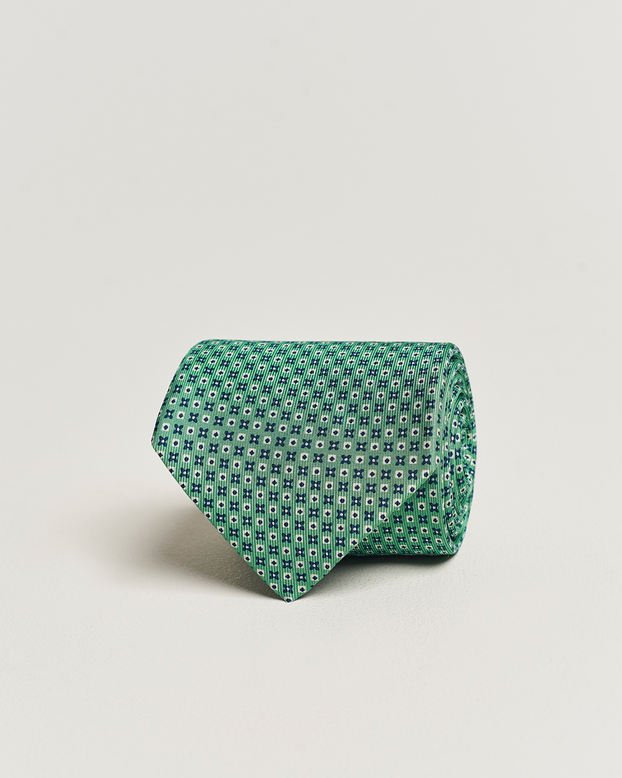 Herr | E. Marinella 3-Fold Printed Silk Tie Light Green | E. Marinella | 3-Fold Printed Silk Tie Light Green