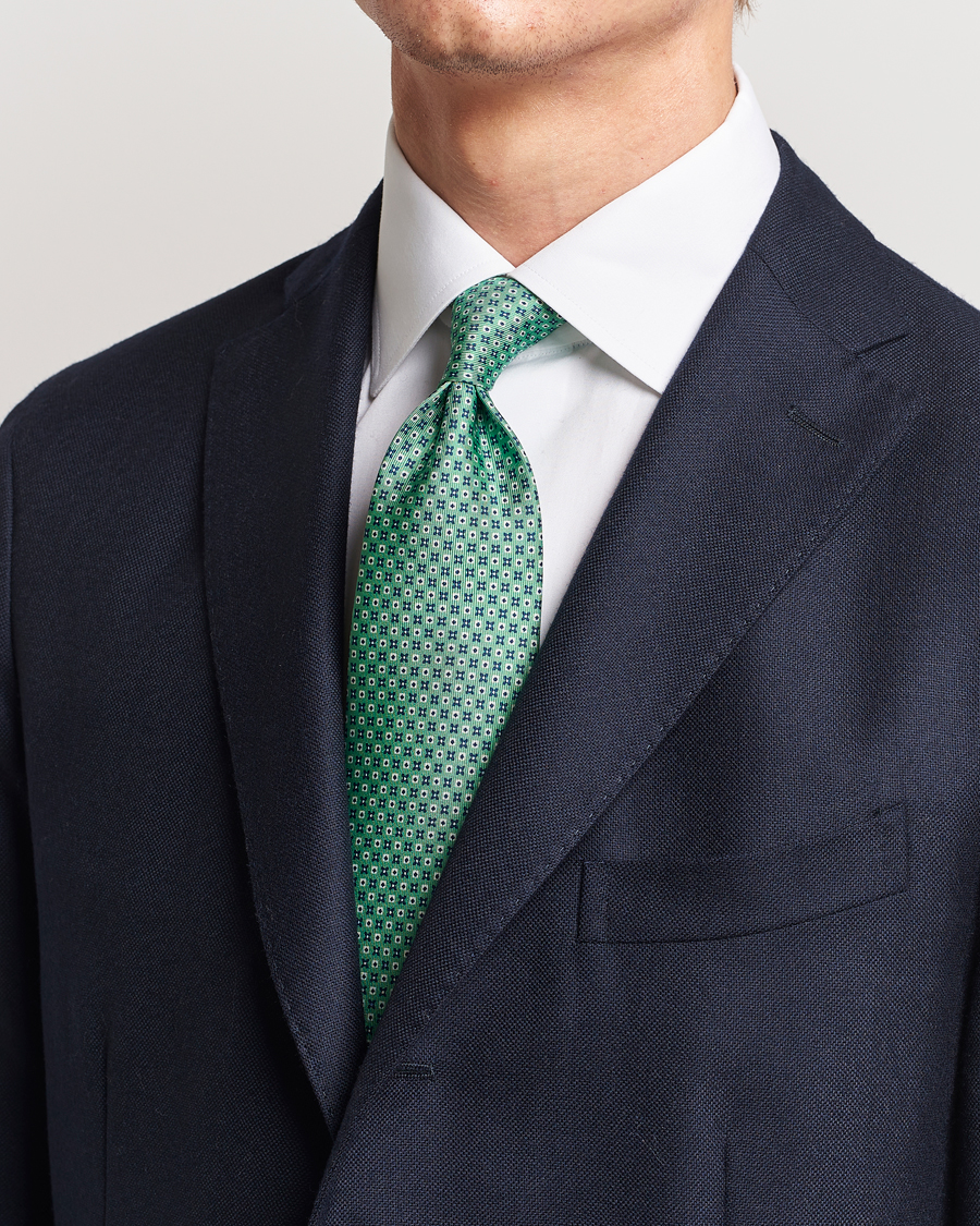 Herr | E. Marinella 3-Fold Printed Silk Tie Light Green | E. Marinella | 3-Fold Printed Silk Tie Light Green