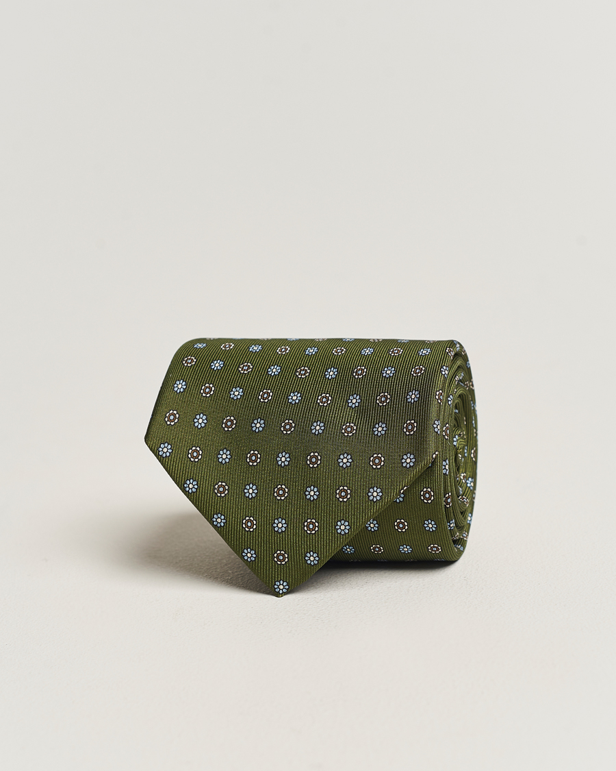 Herr | E. Marinella 3-Fold Printed Silk Tie Green | E. Marinella | 3-Fold Printed Silk Tie Green