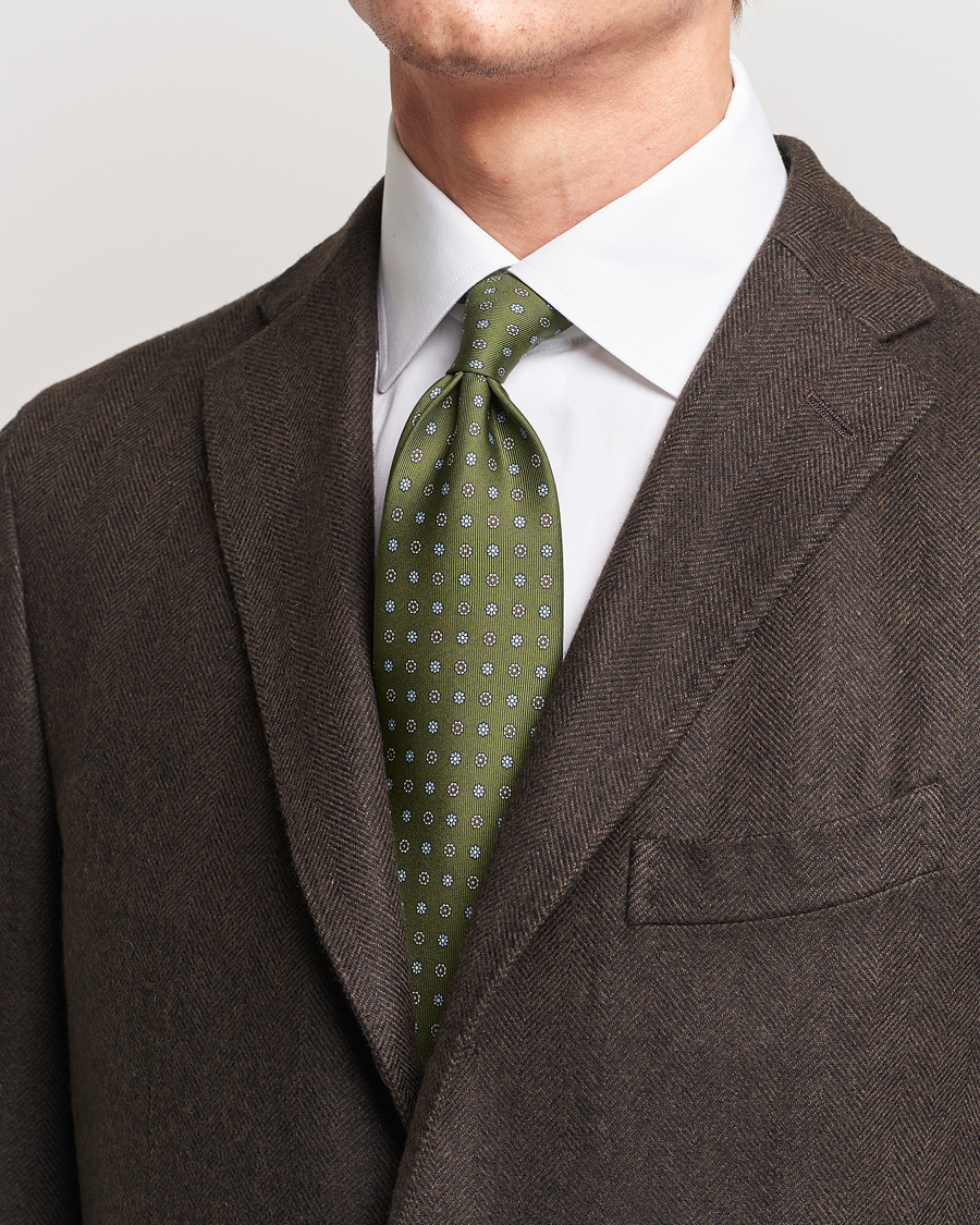 Herr |  | E. Marinella | 3-Fold Printed Silk Tie Green