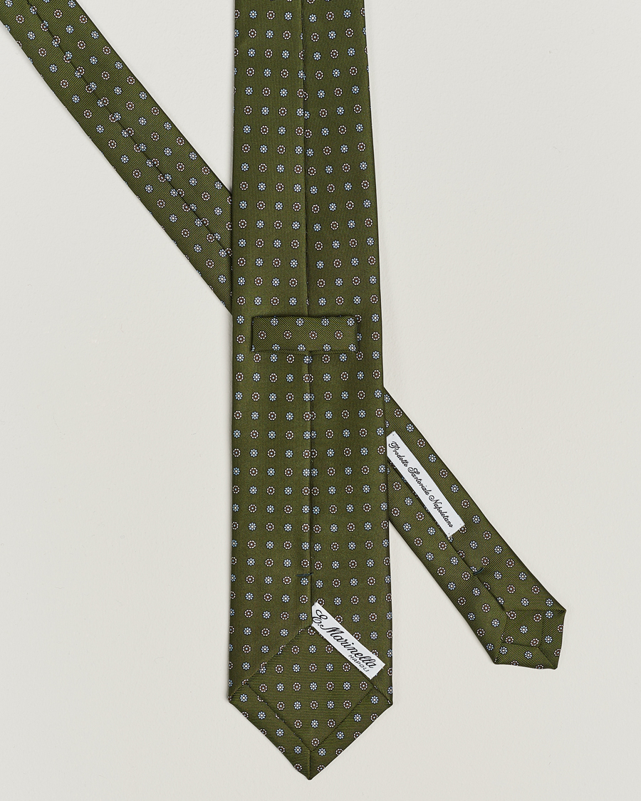 Herr | E. Marinella 3-Fold Printed Silk Tie Green | E. Marinella | 3-Fold Printed Silk Tie Green