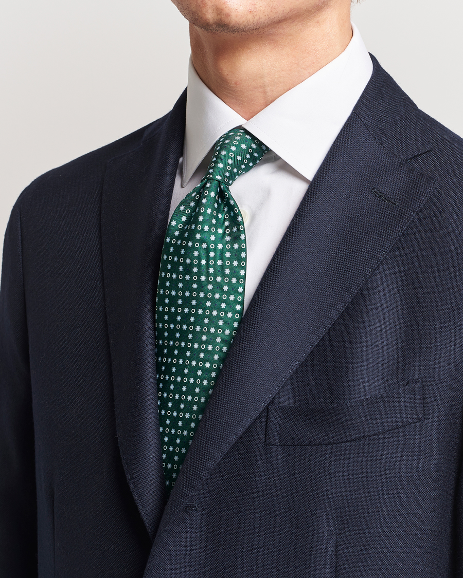 Herr | Italian Department | E. Marinella | 3-Fold Printed Silk Tie Dark Green