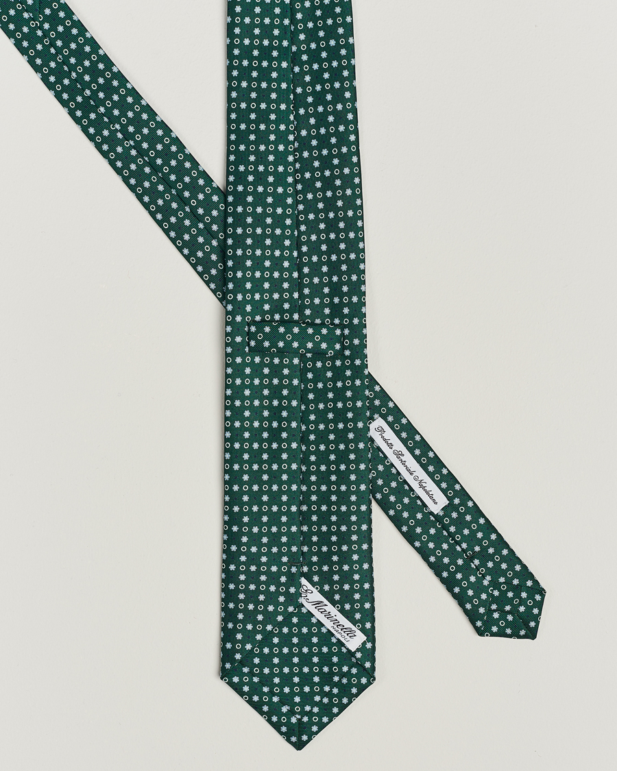 Herr | E. Marinella 3-Fold Printed Silk Tie Dark Green | E. Marinella | 3-Fold Printed Silk Tie Dark Green