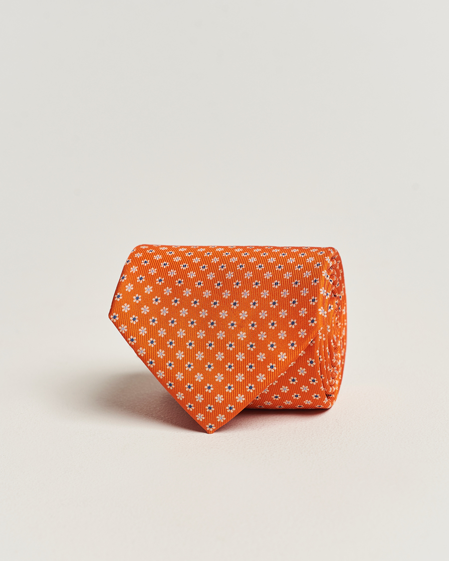 Herr | E. Marinella 3-Fold Printed Silk Tie Orange | E. Marinella | 3-Fold Printed Silk Tie Orange