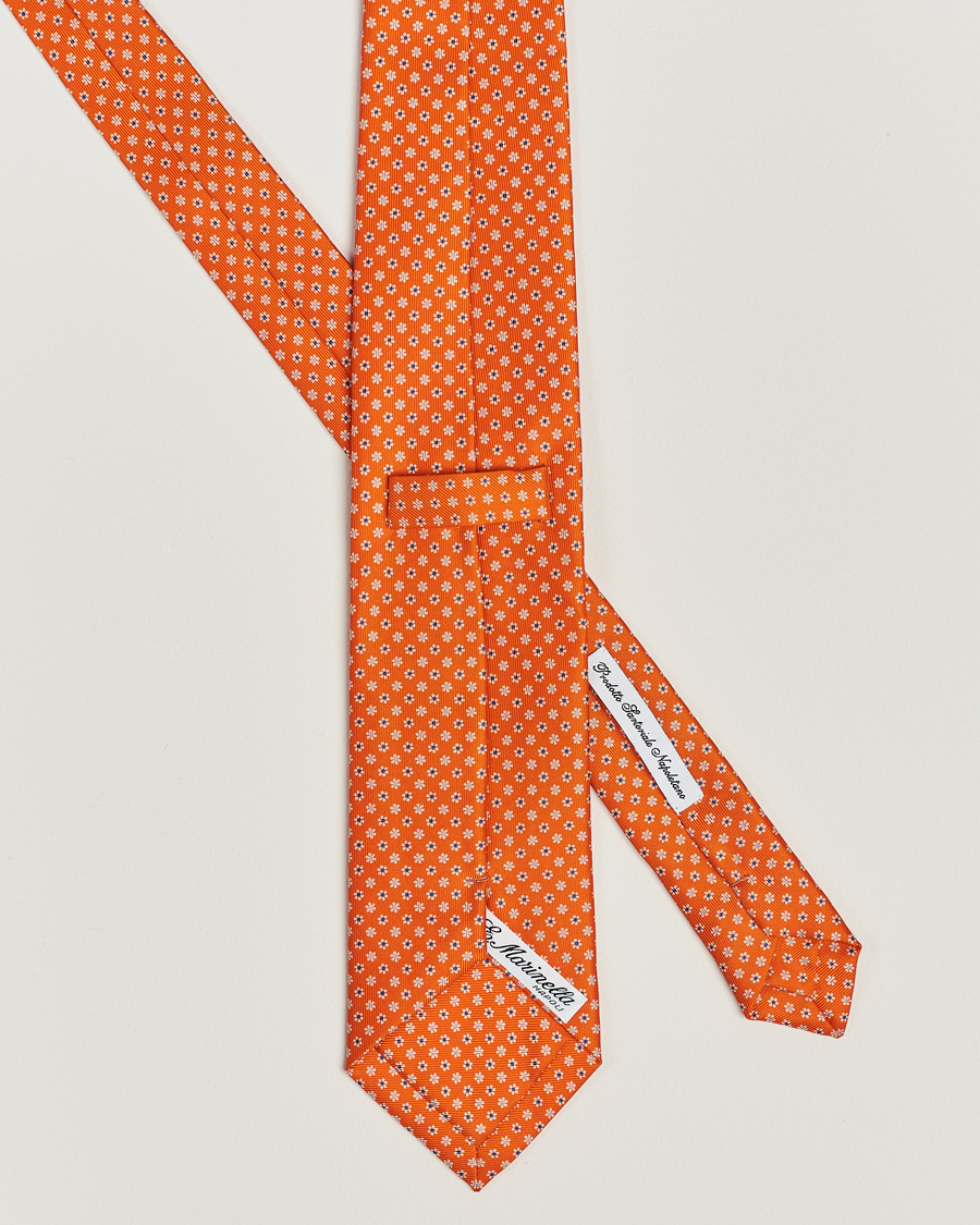 Herr | E. Marinella 3-Fold Printed Silk Tie Orange | E. Marinella | 3-Fold Printed Silk Tie Orange
