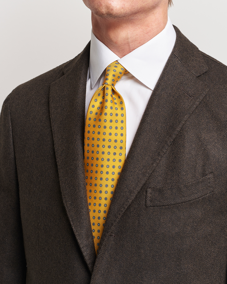 Herr | E. Marinella 3-Fold Printed Silk Tie Yellow | E. Marinella | 3-Fold Printed Silk Tie Yellow