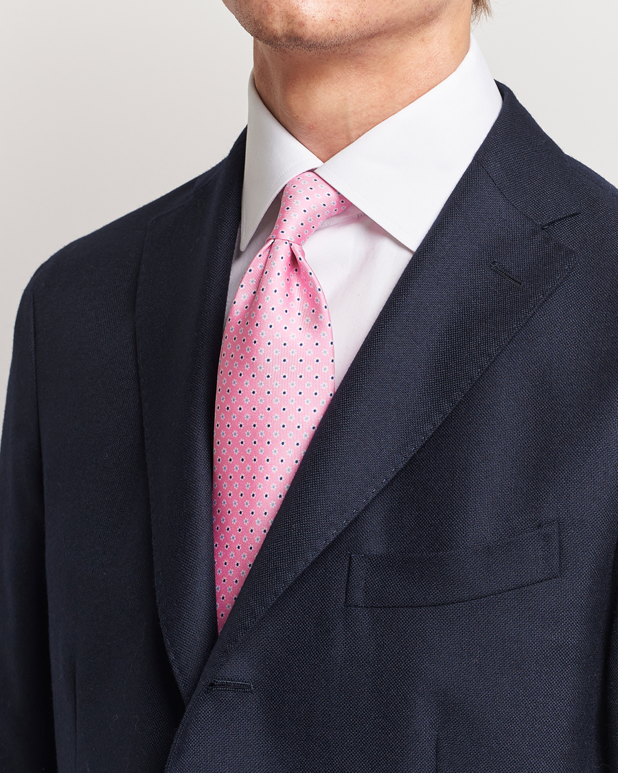 Herr | E. Marinella 3-Fold Printed Silk Tie Pink | E. Marinella | 3-Fold Printed Silk Tie Pink