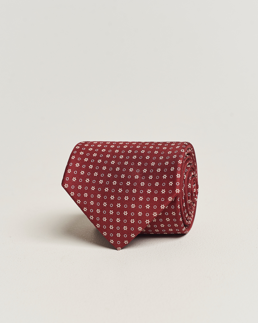 Herr | E. Marinella 3-Fold Printed Silk Tie Burgundy | E. Marinella | 3-Fold Printed Silk Tie Burgundy