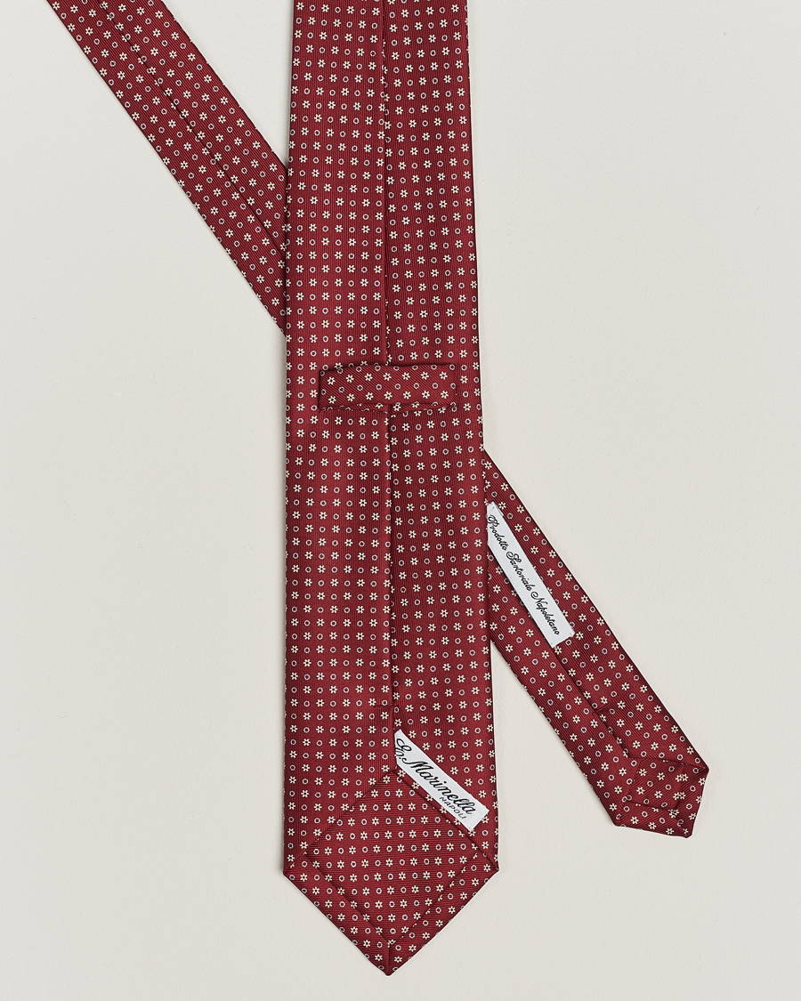 Herr | E. Marinella 3-Fold Printed Silk Tie Burgundy | E. Marinella | 3-Fold Printed Silk Tie Burgundy