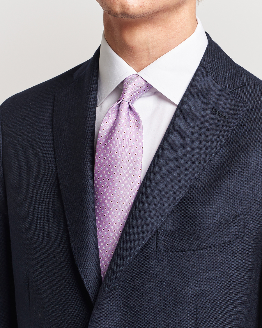 Herr | E. Marinella 3-Fold Printed Silk Tie Lilac | E. Marinella | 3-Fold Printed Silk Tie Lilac