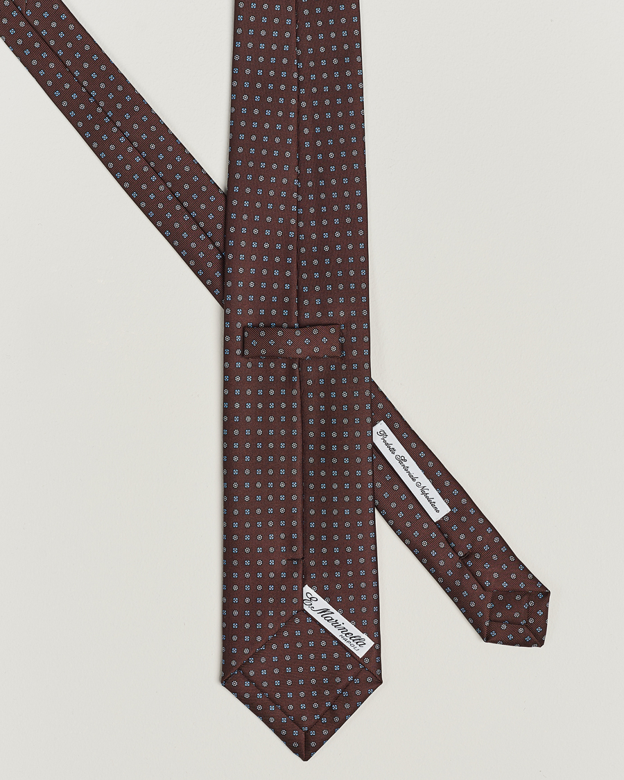Herr | E. Marinella 3-Fold Printed Silk Tie Brown | E. Marinella | 3-Fold Printed Silk Tie Brown