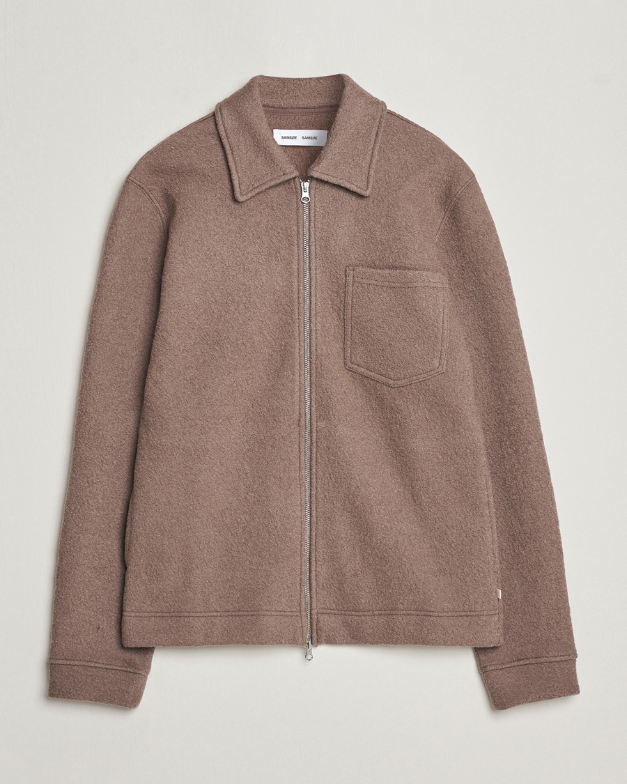 Herr | Tröjor | Samsøe Samsøe | Hannes Boiled Wool Full Zip Fallen Rock
