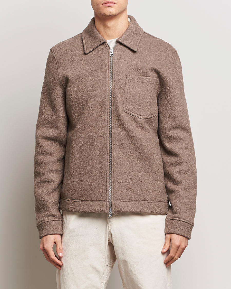 Herr | Contemporary Creators | Samsøe Samsøe | Hannes Boiled Wool Full Zip Fallen Rock