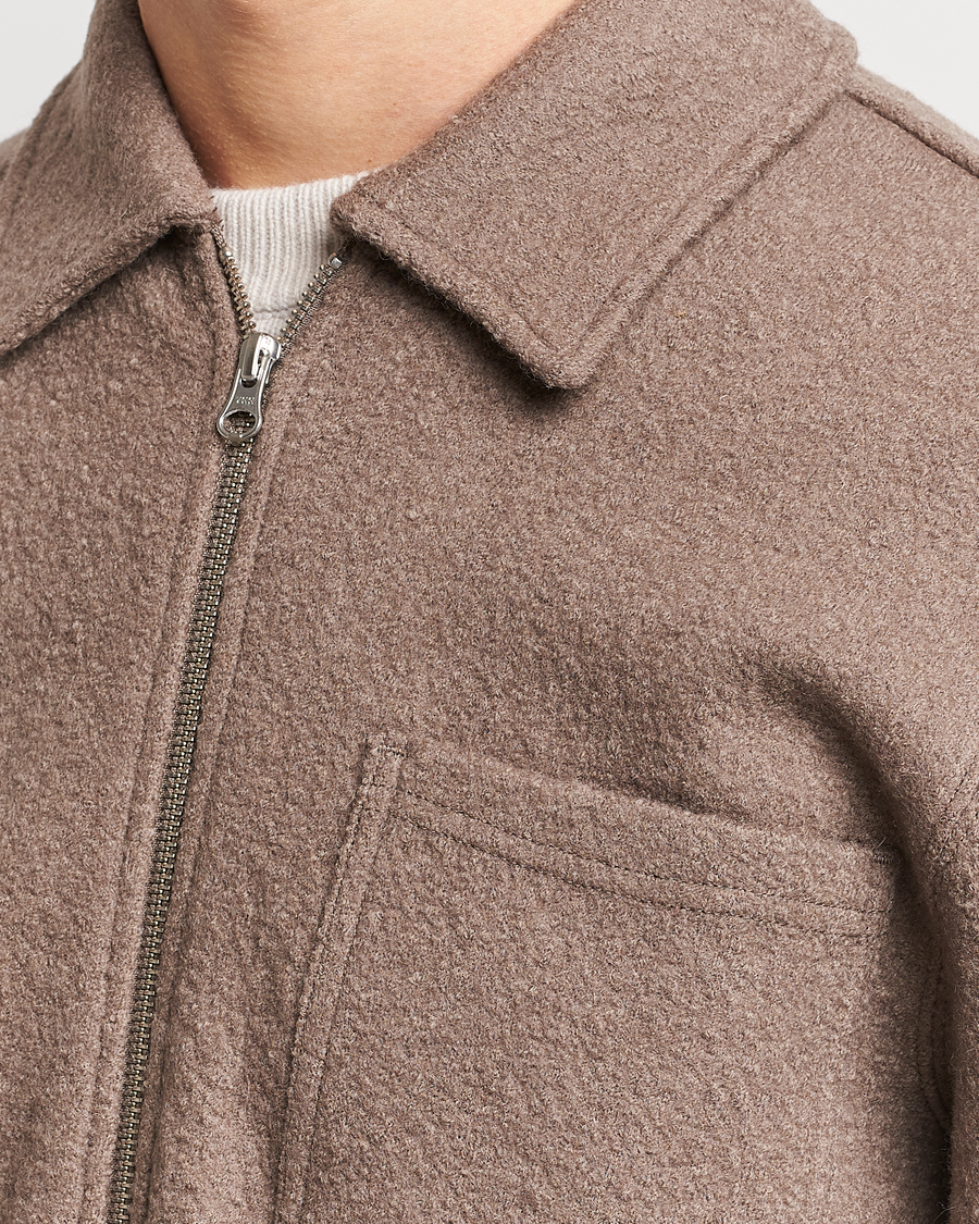 Herr | Tröjor | Samsøe Samsøe | Hannes Boiled Wool Full Zip Fallen Rock