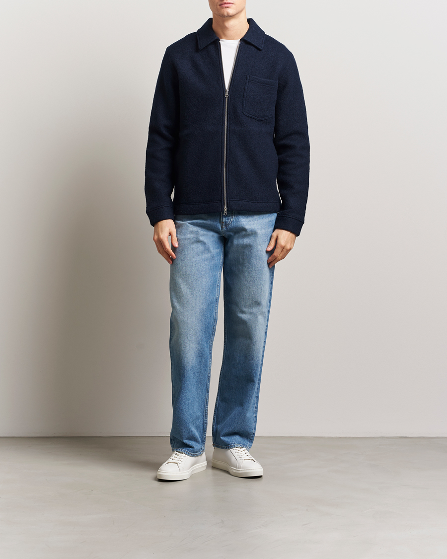 Herr | Tröjor | Samsøe Samsøe | Hannes Boiled Wool Full Zip Salute Navy