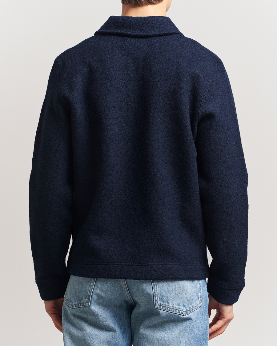 Herr | Tröjor | Samsøe Samsøe | Hannes Boiled Wool Full Zip Salute Navy