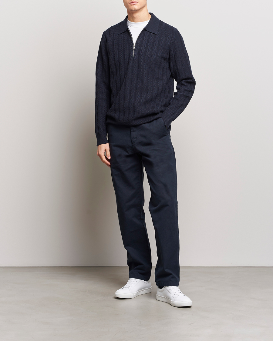 Herr | Tröjor | Samsøe Samsøe | Gabriel Structured Knitted Half Zip Salute Navy