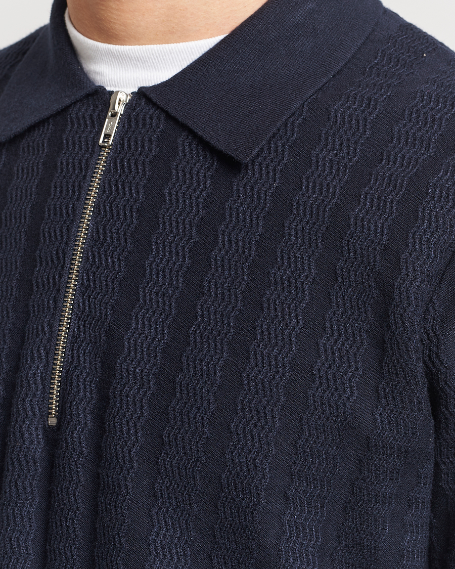 Herr | Tröjor | Samsøe Samsøe | Gabriel Structured Knitted Half Zip Salute Navy