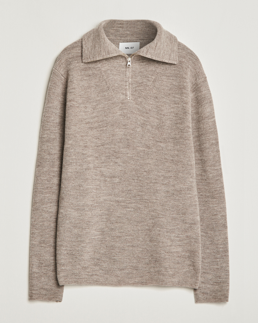 Herr | Tröjor | NN07 | Carl Rib Knitted Half Zip Nature Melange