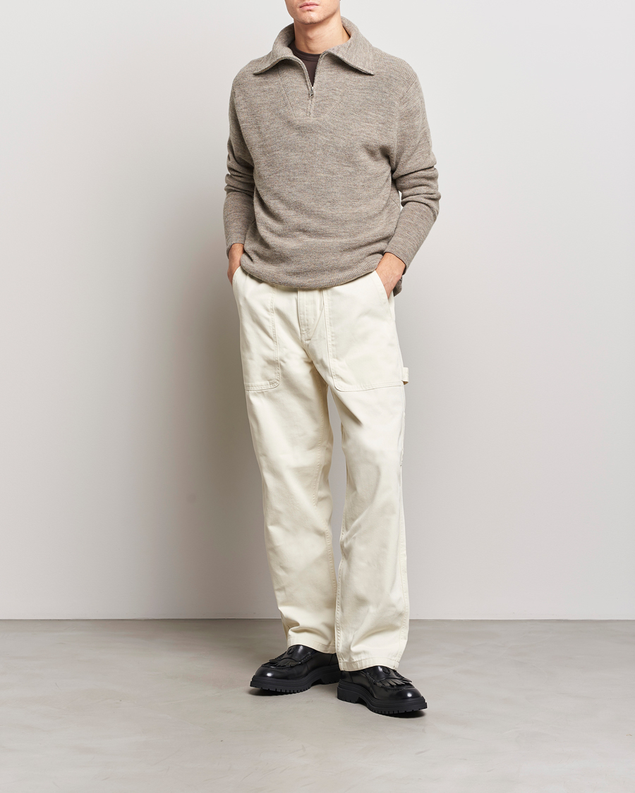 Herr | Tröjor | NN07 | Carl Rib Knitted Half Zip Nature Melange