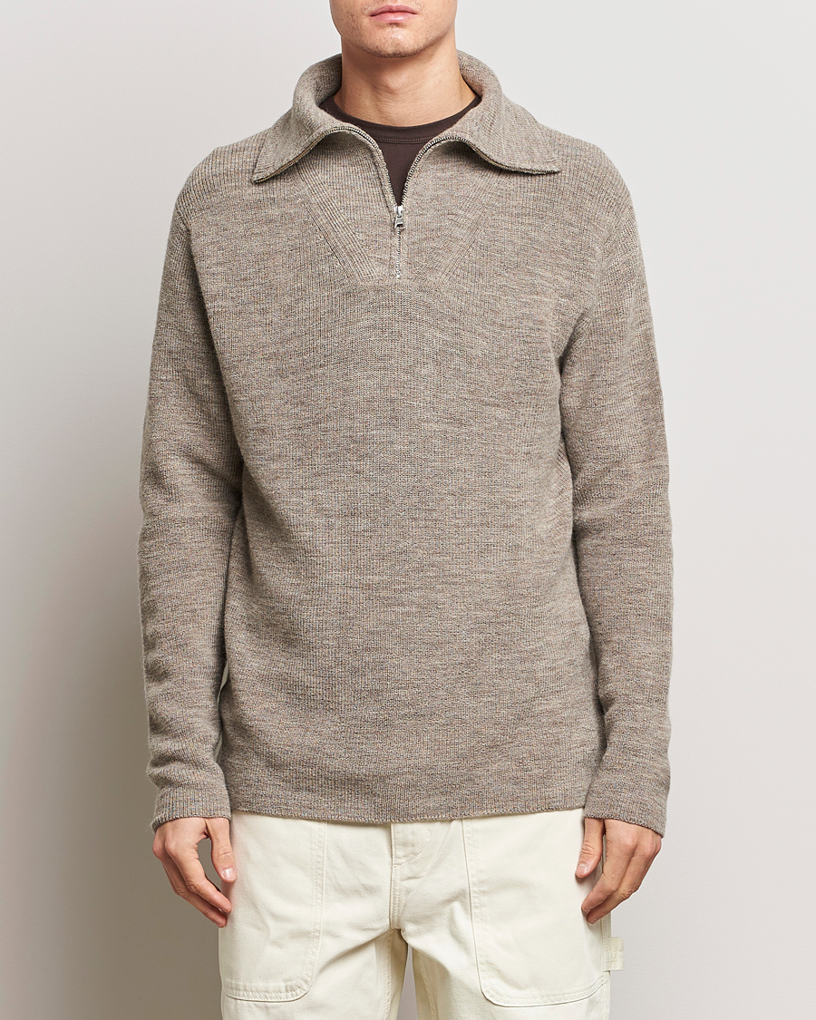 Herre |  | NN07 | Carl Rib Knitted Half Zip Nature Melange