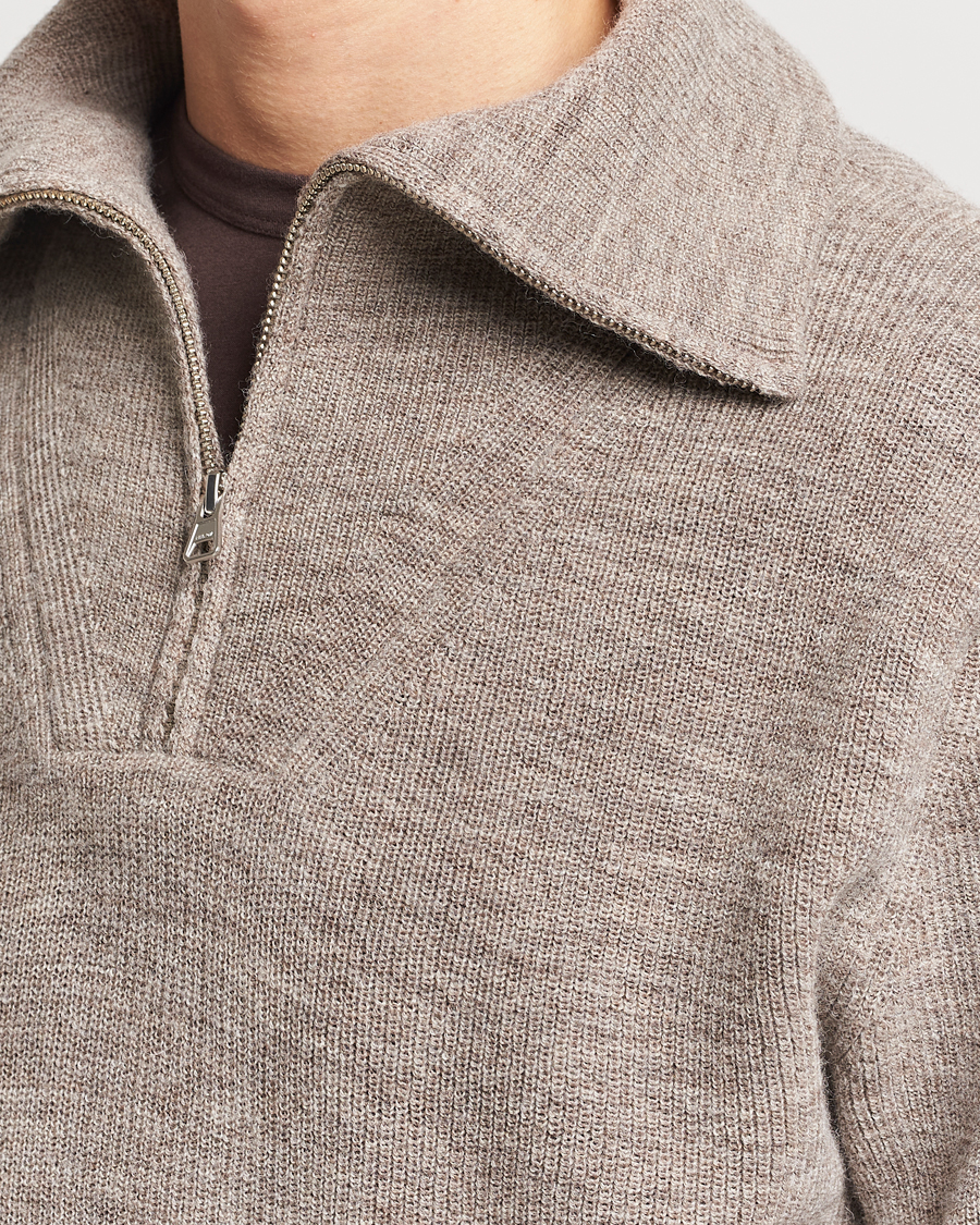 Herr | Tröjor | NN07 | Carl Rib Knitted Half Zip Nature Melange