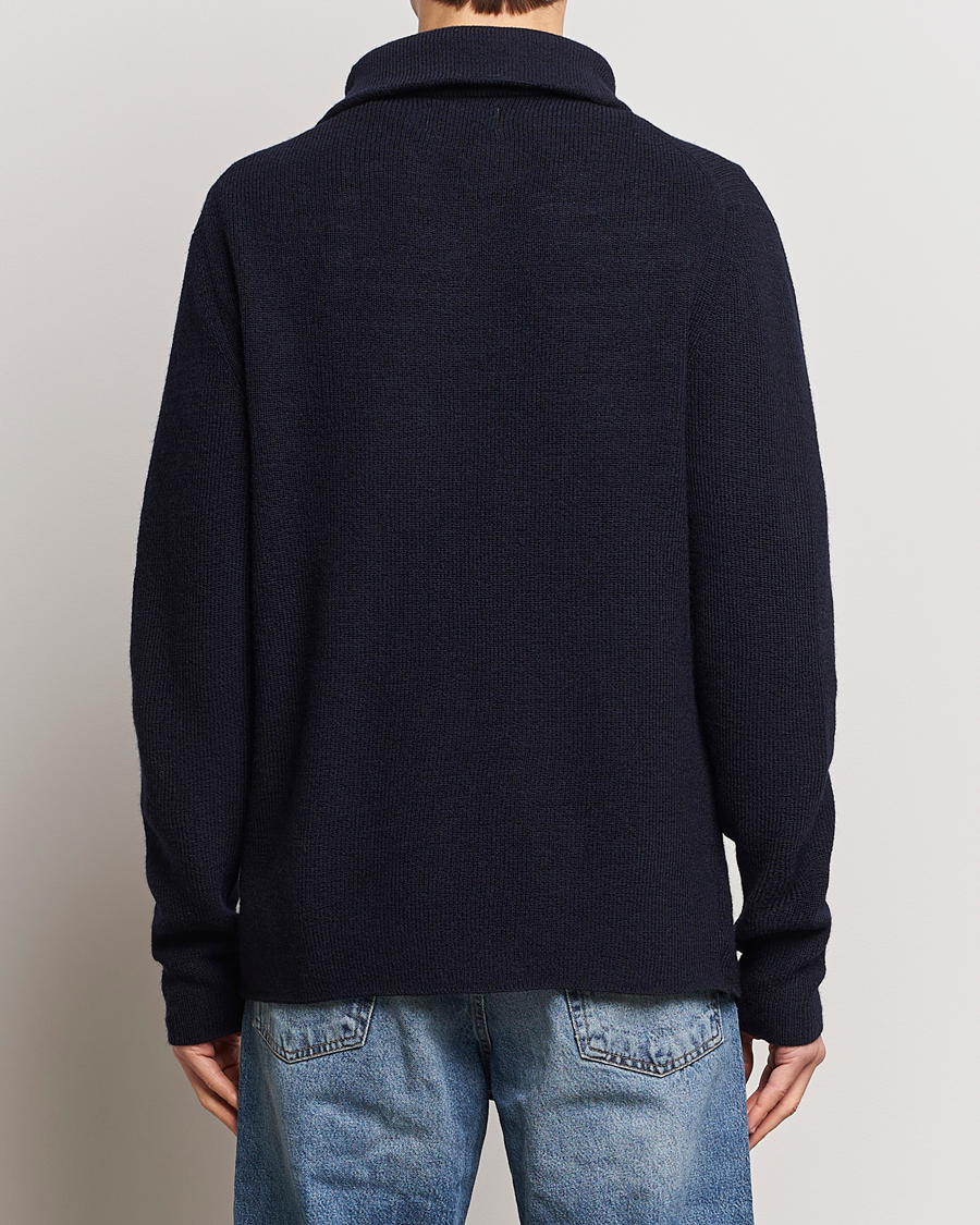 Herr | Tröjor | NN07 | Carl Rib Knitted Half Zip Navy Blue