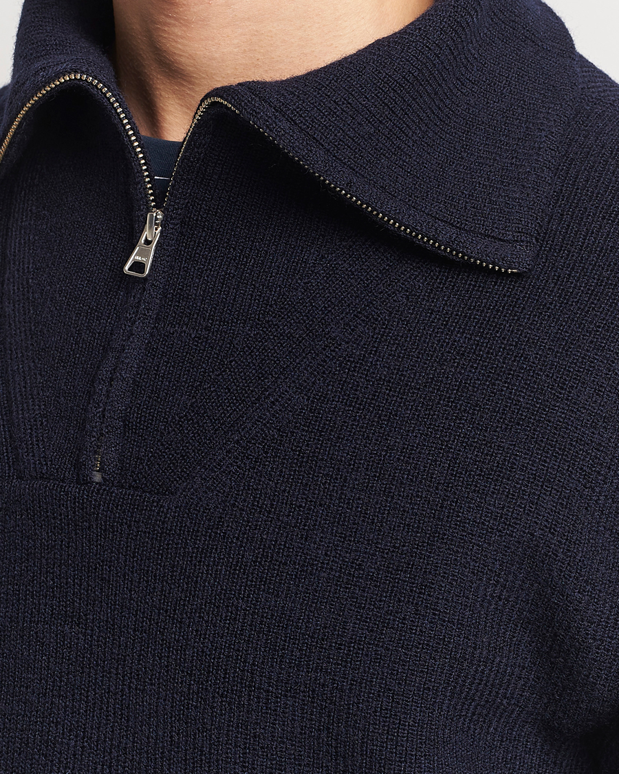 Herr | Tröjor | NN07 | Carl Rib Knitted Half Zip Navy Blue