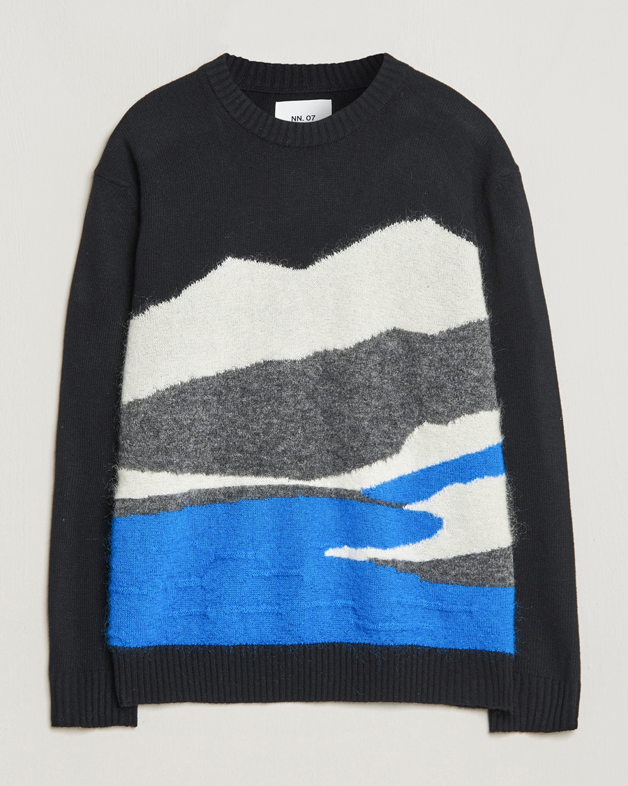 Herr | Tröjor | NN07 | Jason Mohair Wool Sweater Black Multi