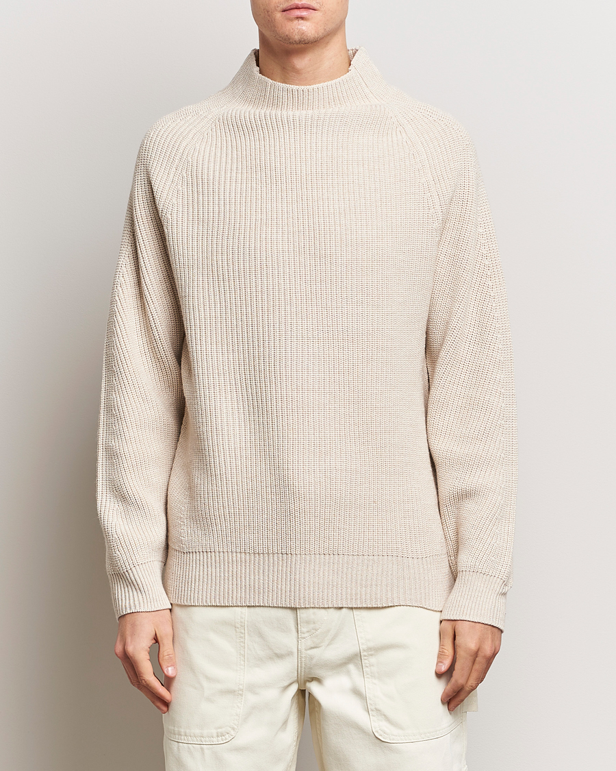 Herr | 30% rea | NN07 | Liam Mock Neck Sweater Nature Melange