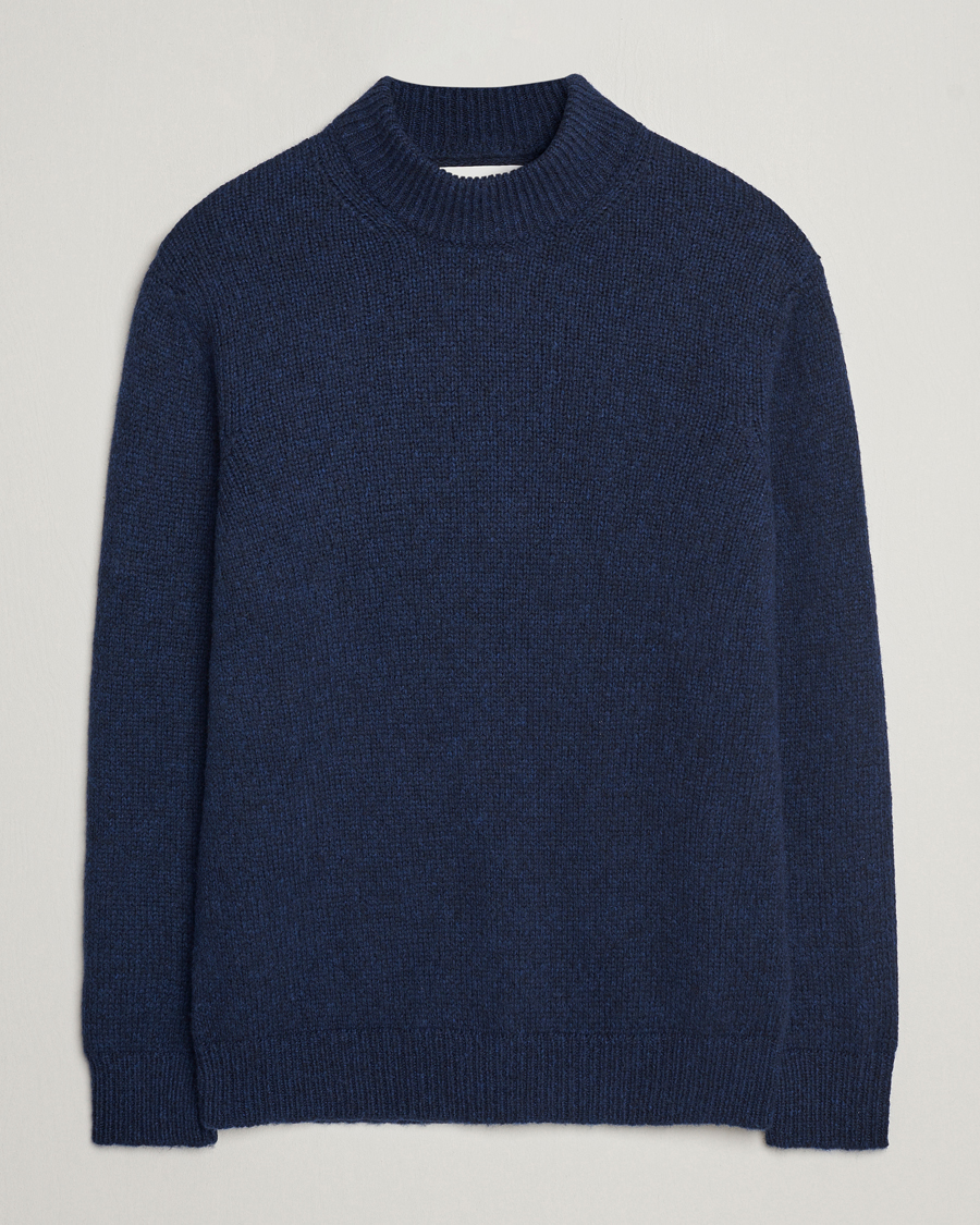 Herr | Tröjor | NN07 | Nick Mock Neck Sweater Navy Blue