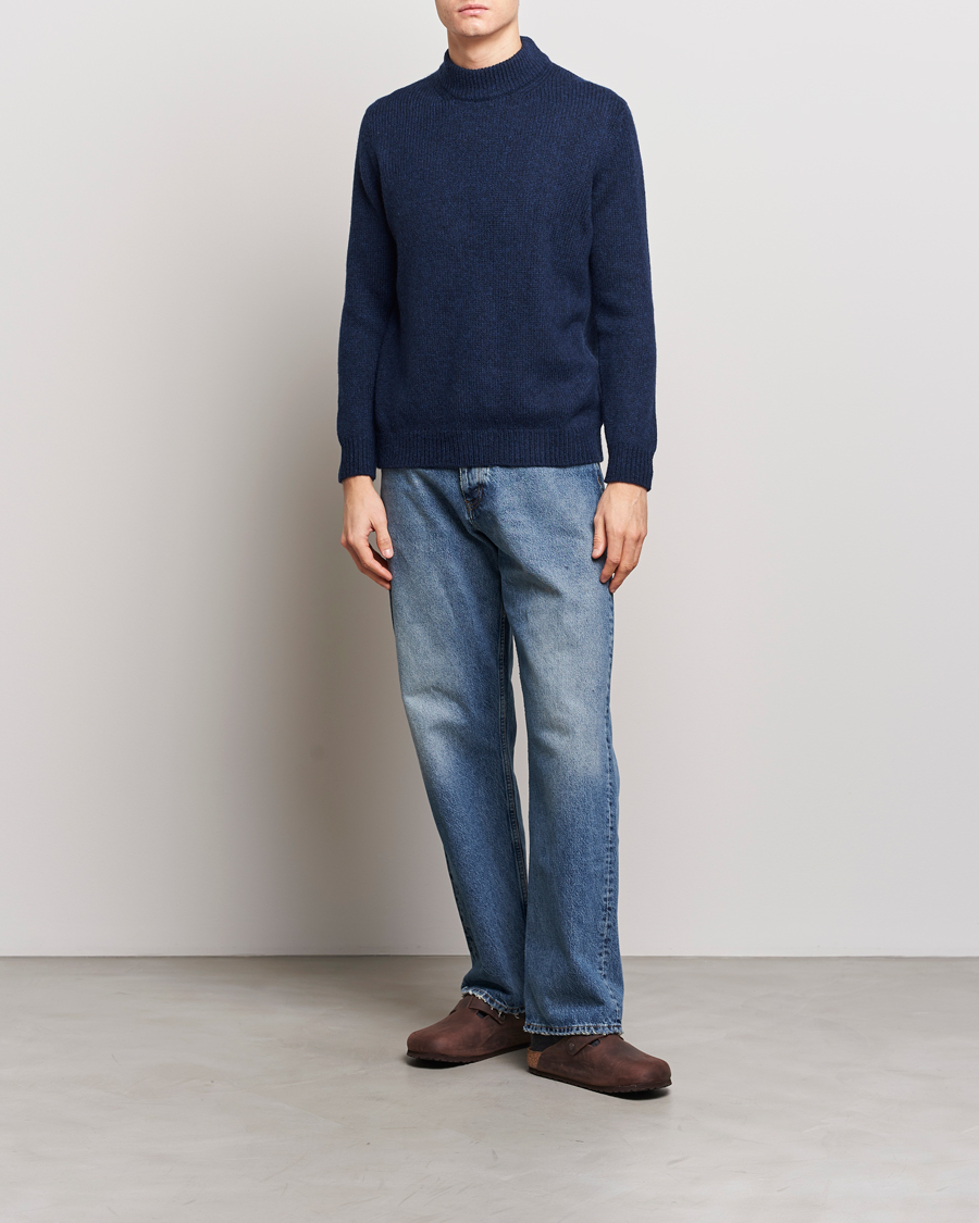 Herr | Tröjor | NN07 | Nick Mock Neck Sweater Navy Blue