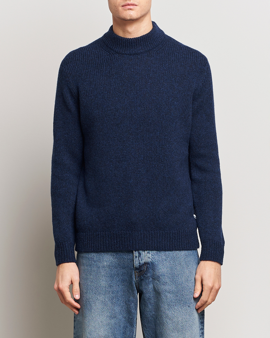 Herr | 30% rea | NN07 | Nick Mock Neck Sweater Navy Blue