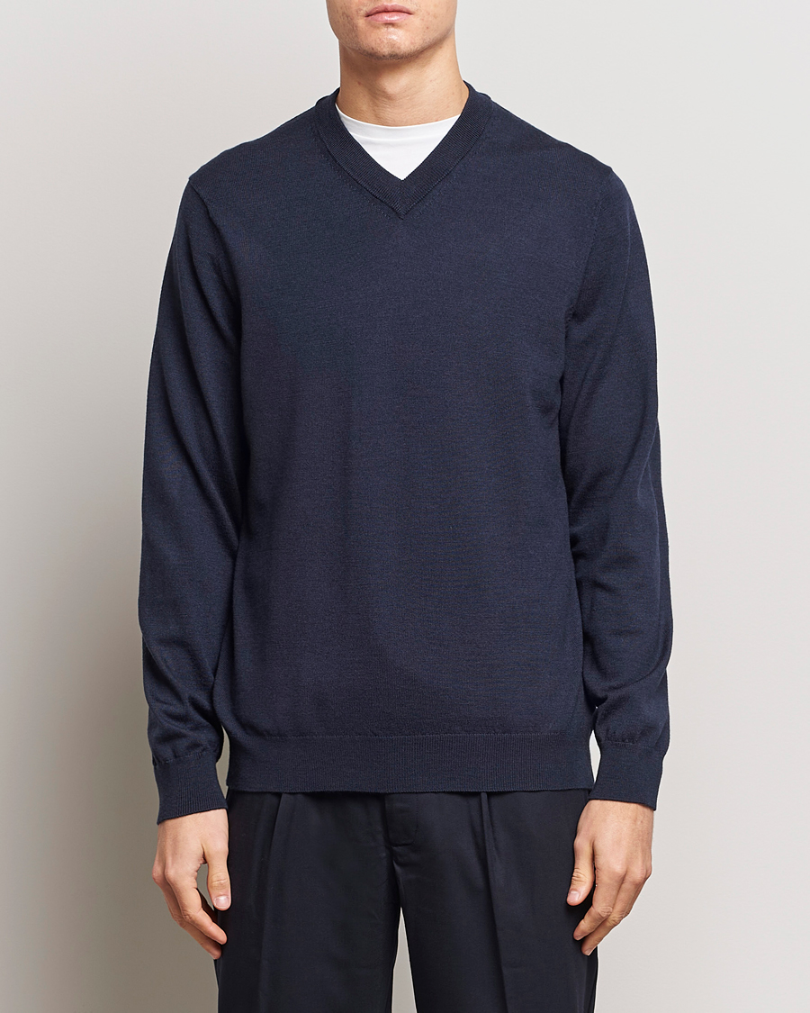 Herr | Realisation | NN07 | Sergio V-Neck Pullover Navy Melange