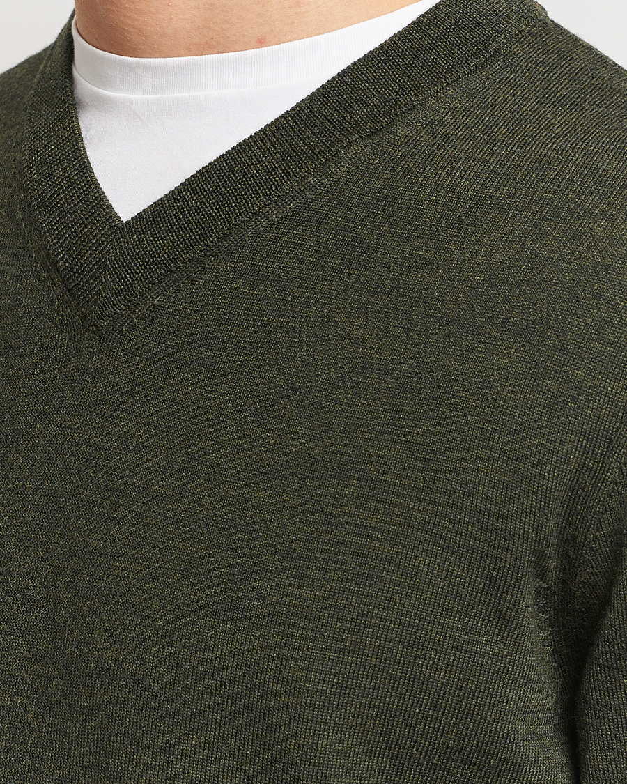 Herr | Tröjor | NN07 | Sergio V-Neck Pullover Dark Green