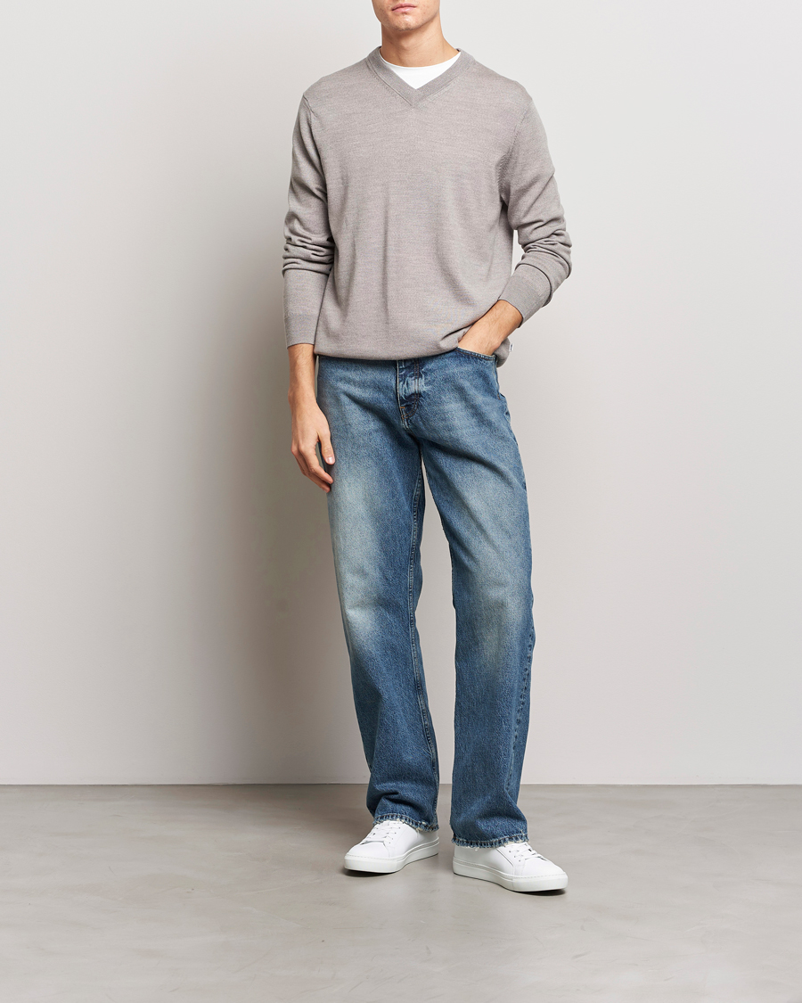 Herr | Tröjor | NN07 | Sergio V-Neck Pullover Stone
