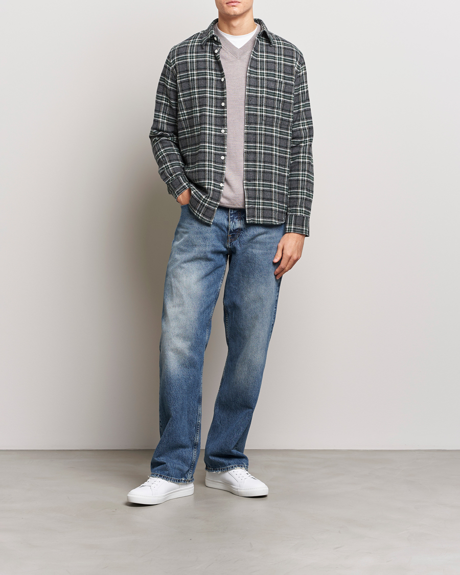Herr | Skjortor | NN07 | Arne Checked Cotton Shirt Dark Grey