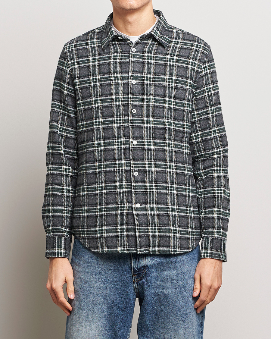 Herr | Skjortor | NN07 | Arne Checked Cotton Shirt Dark Grey