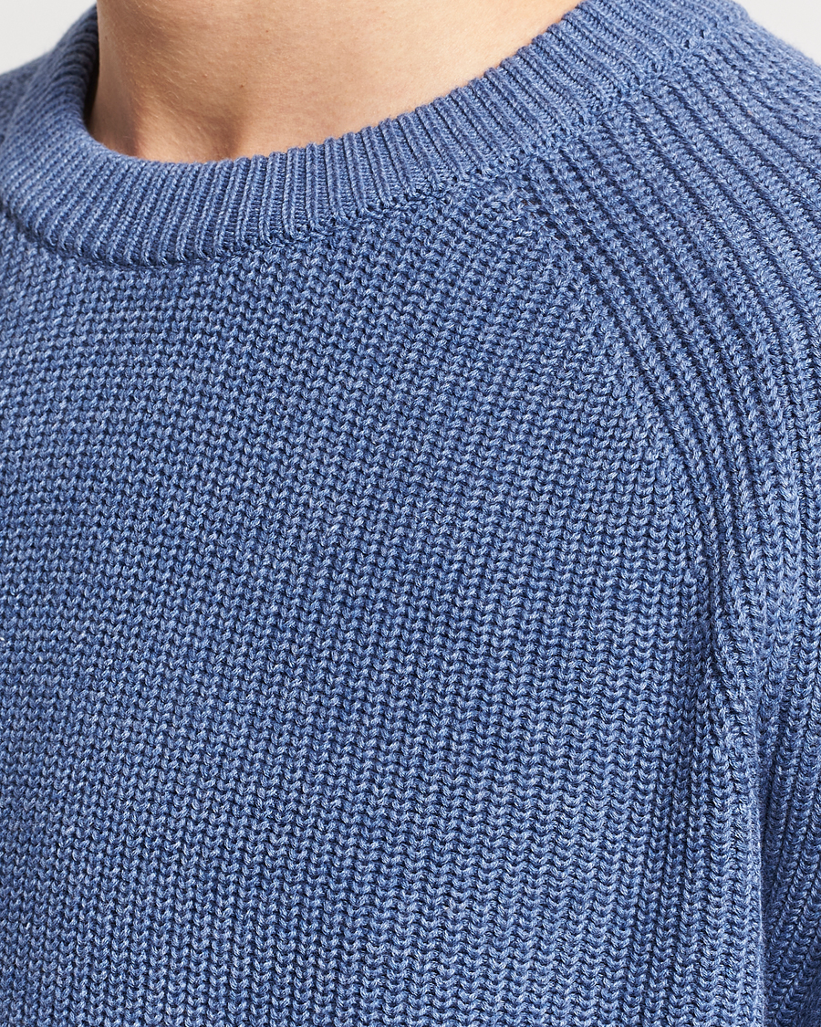 Herr | Tröjor | NN07 | Jacobo Cotton Knitted Crew Neck Grey Blue