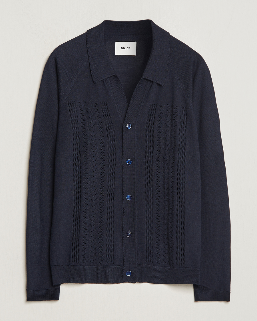 Herr | Tröjor | NN07 | Bjarki Wool Cardigan Navy Blue
