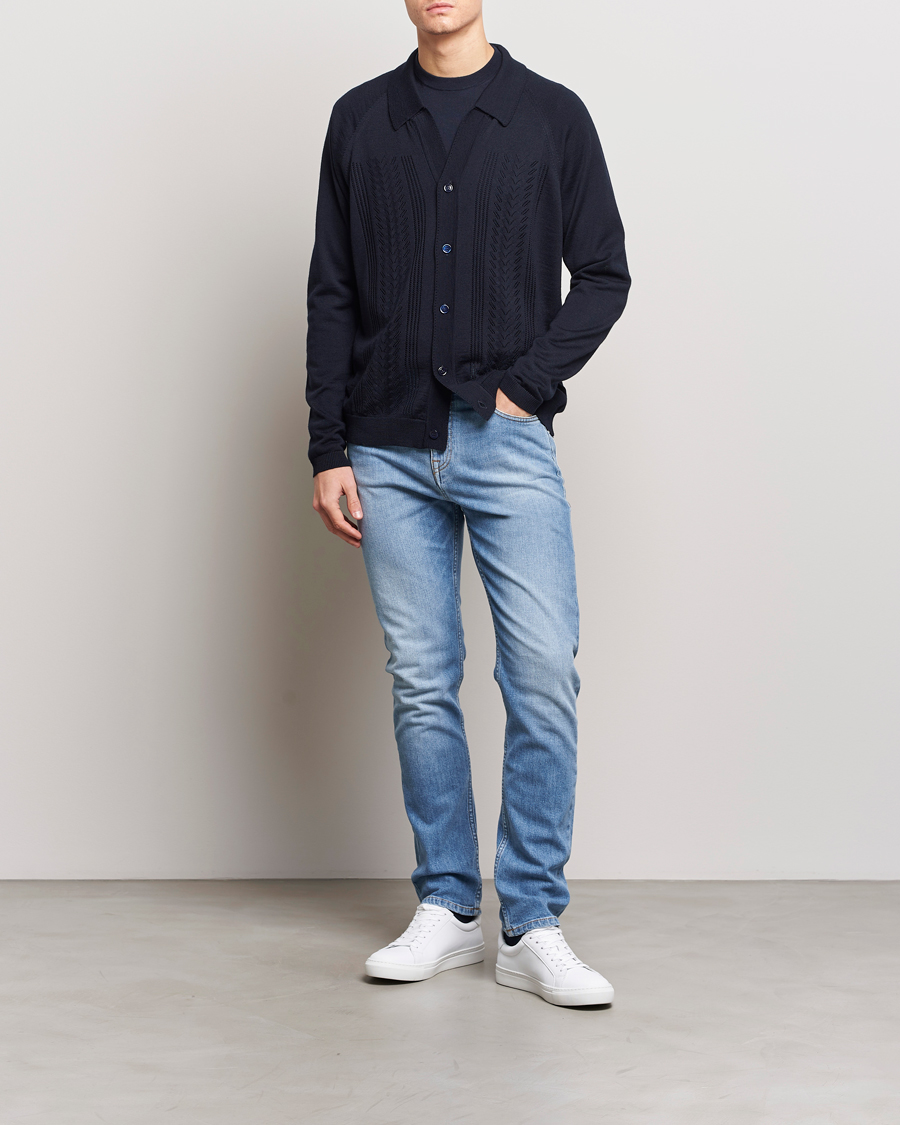Herr | Tröjor | NN07 | Bjarki Wool Cardigan Navy Blue