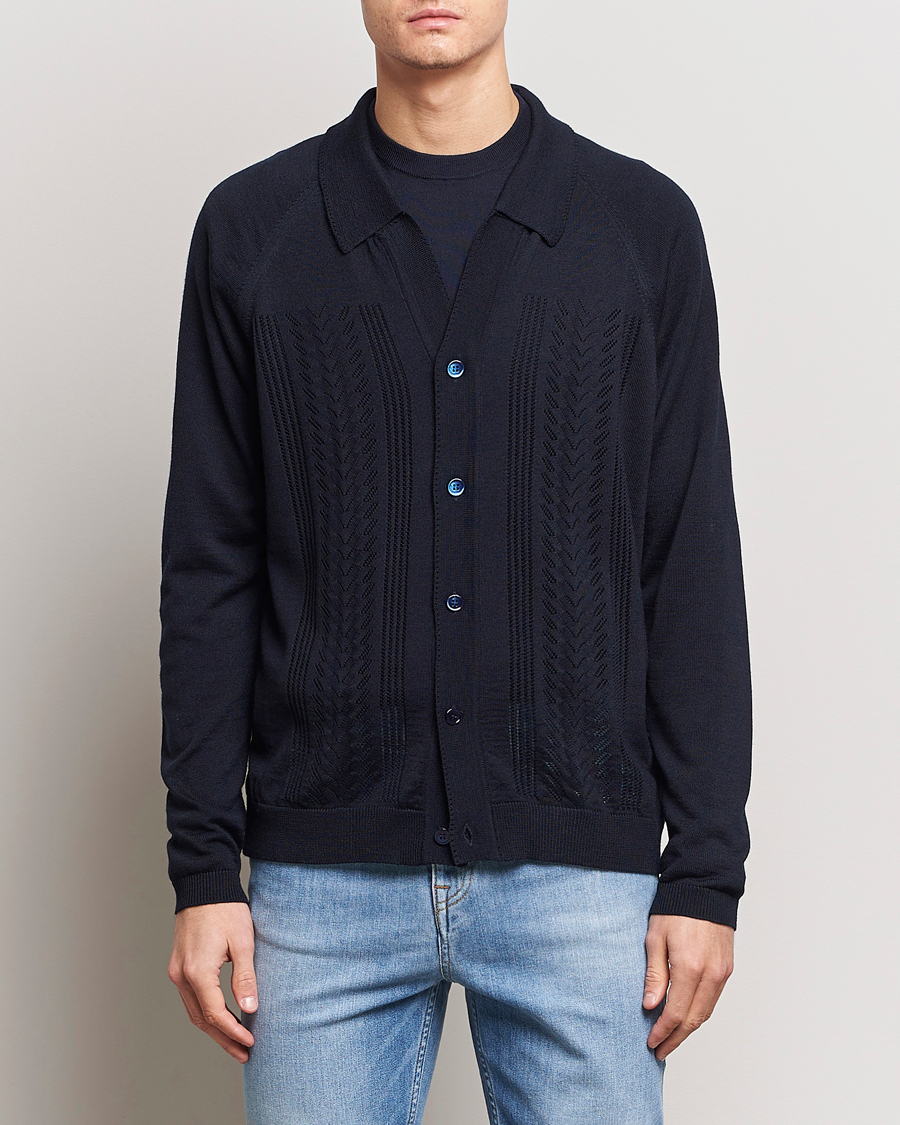 Herr | Tröjor | NN07 | Bjarki Wool Cardigan Navy Blue