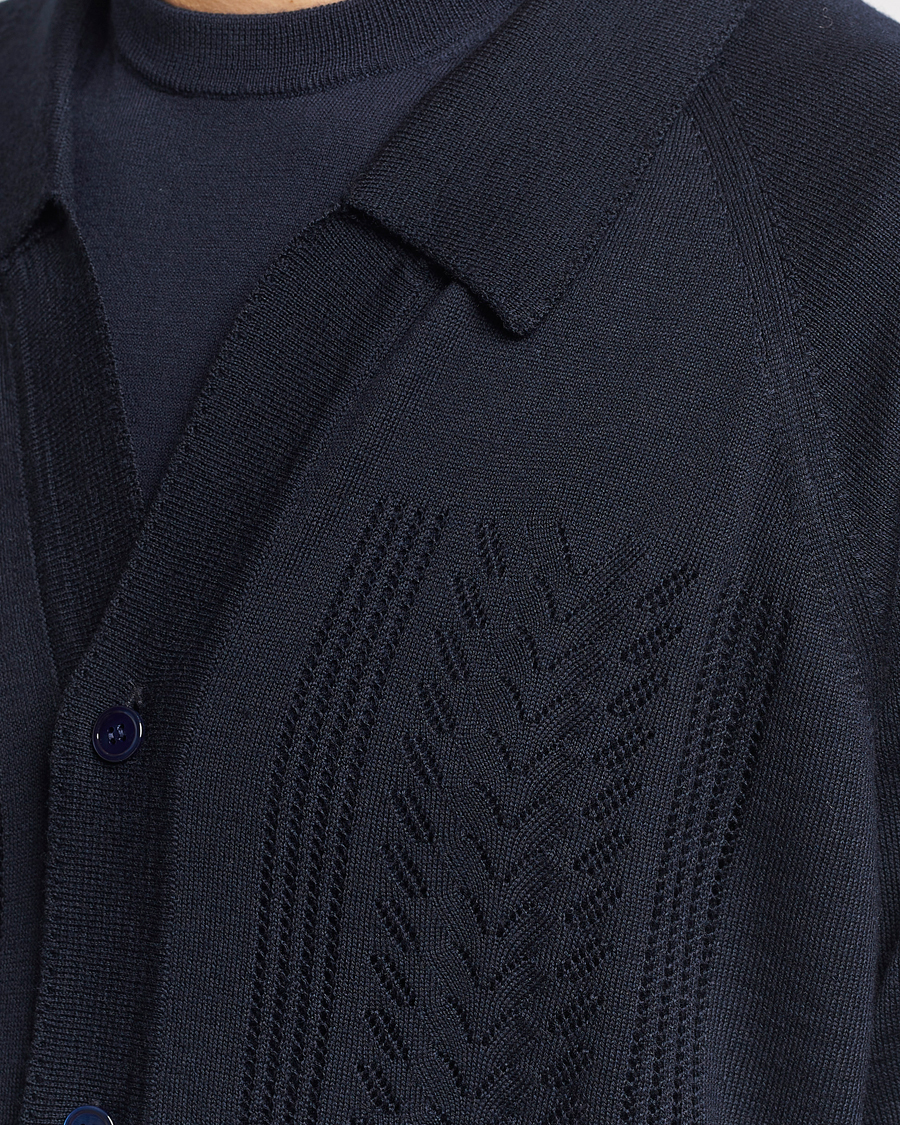 Herr | Tröjor | NN07 | Bjarki Wool Cardigan Navy Blue