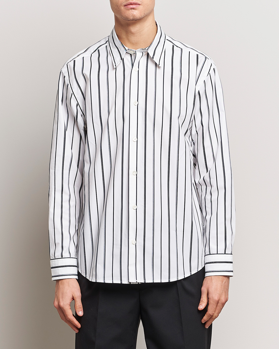 Herr | Personal Classics | NN07 | Quinsy Striped Cotton Shirt White/Blue