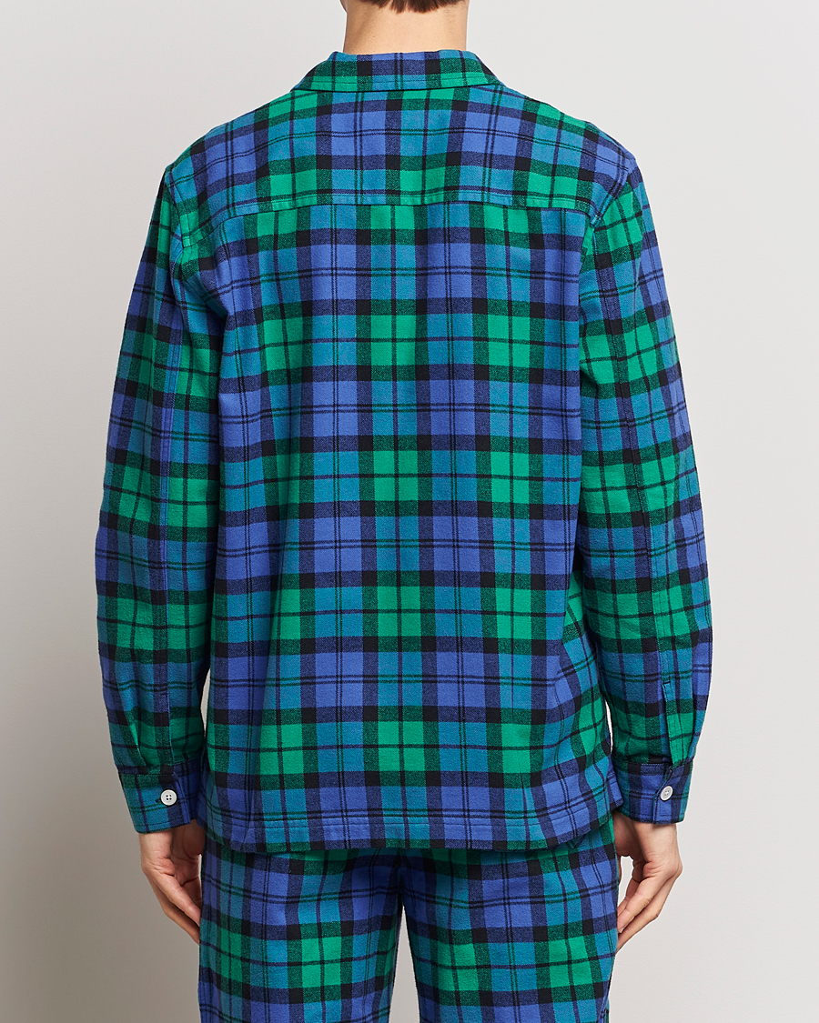 Herr | Pyjamas & Morgonrockar | Tekla | Flannel Checked Pyjama Shirt Green/Blue