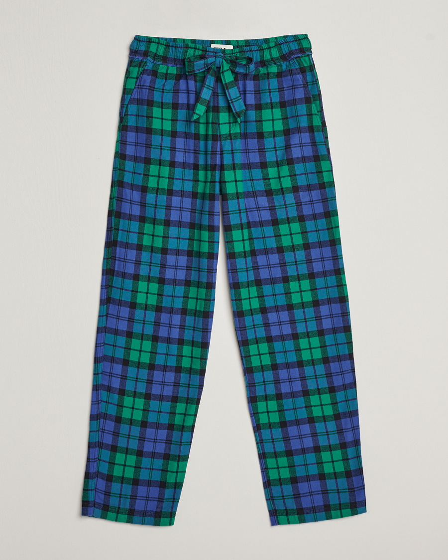 Herr | Tekla | Tekla | Flannel Checked Pyjama Pants Green/Blue