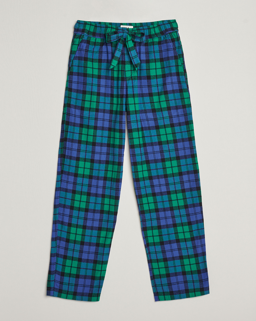 Herr | Pyjamas & Morgonrockar | Tekla | Flannel Checked Pyjama Pants Green/Blue
